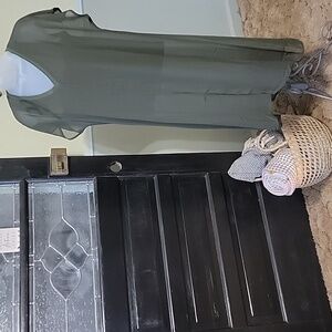 Colleen Lopez Forest Green V Neck Tank With Sheer Overlay Woman Size SP